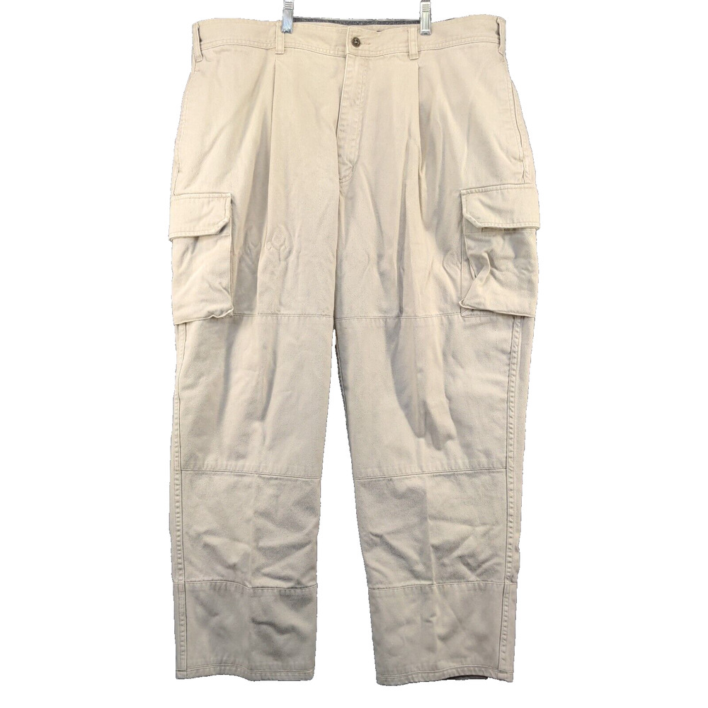 Eddie Bauer Men's Cargo Pants Tan 42x30 Double Knee Workwear Vintage